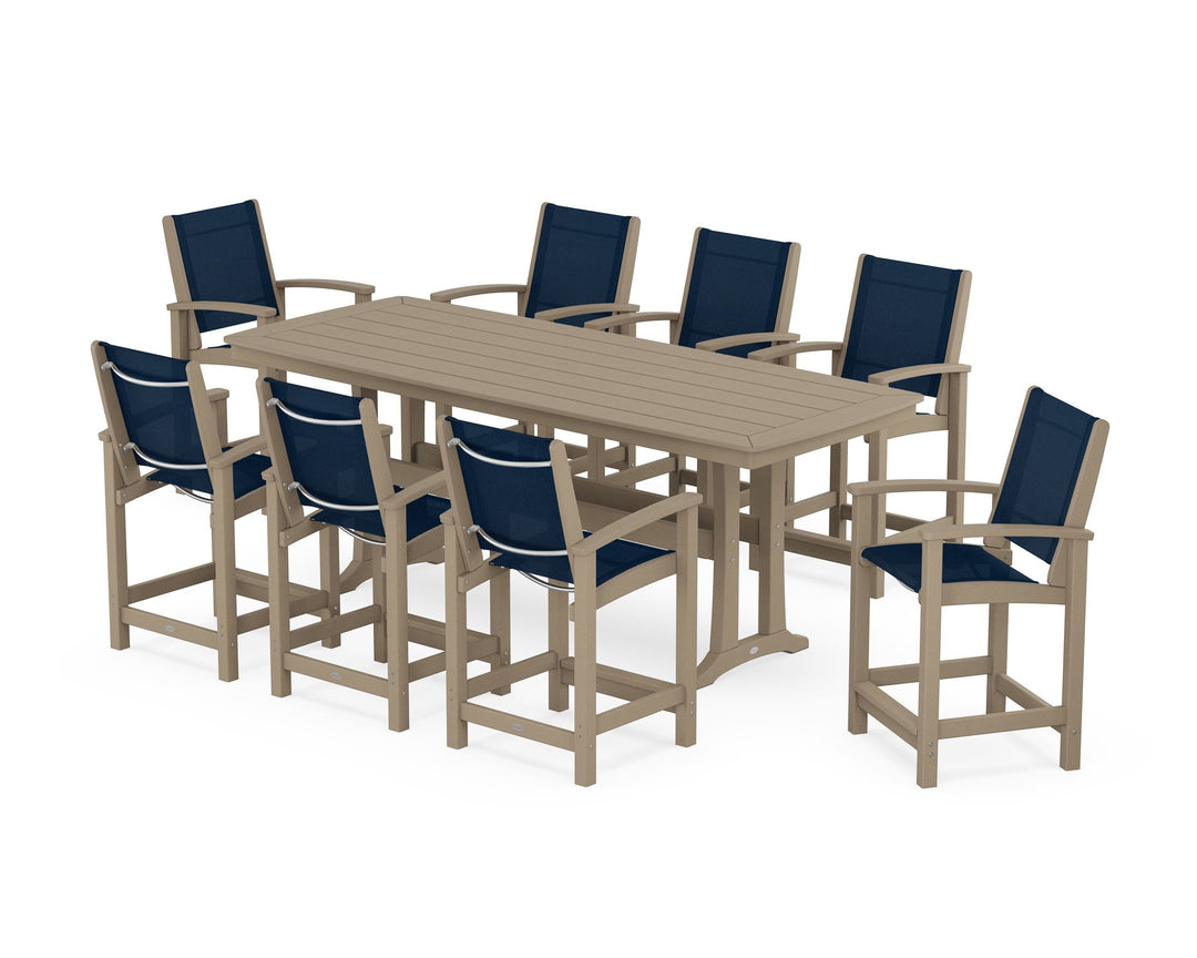 POLYWOOD® Coastal 9-Piece Counter Set with Trestle Legs