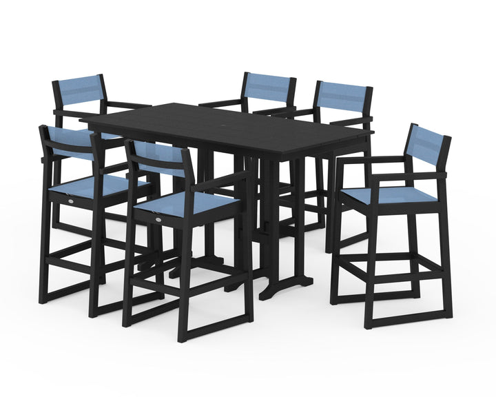 POLYWOOD® EDGE Sling Arm Chair 7-Piece Farmhouse Bar Set