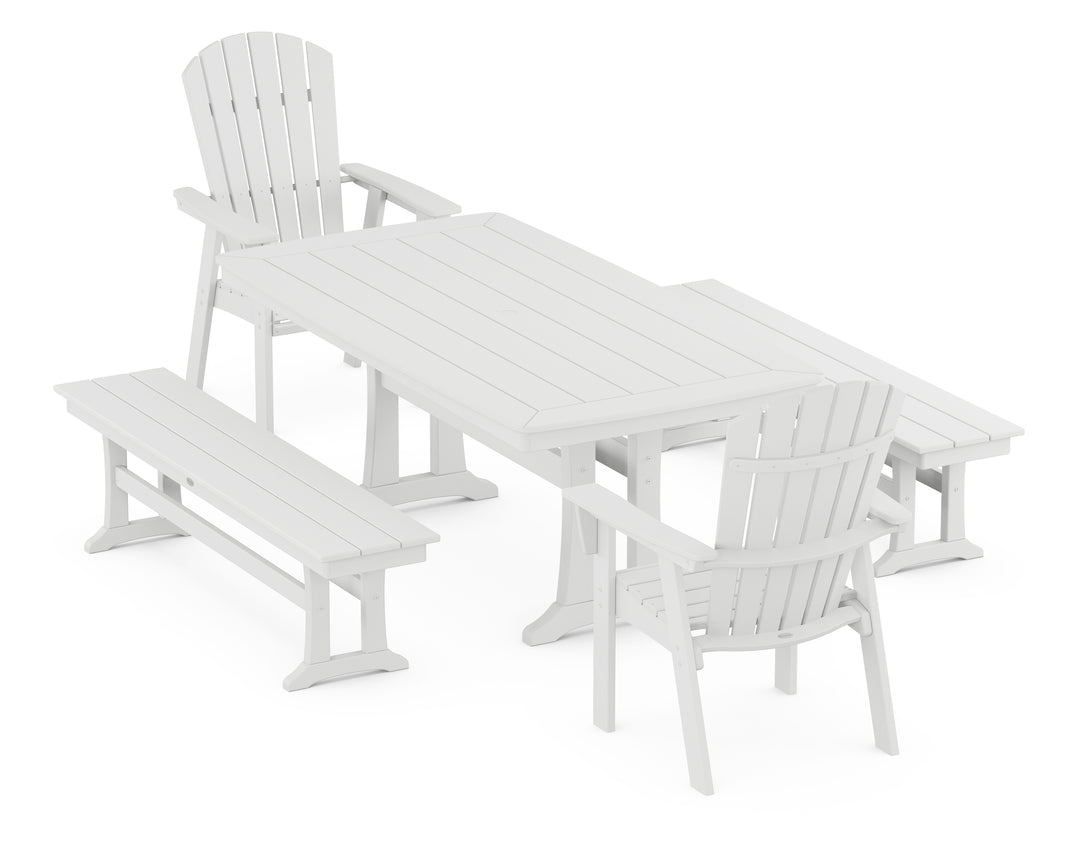 POLYWOOD® Nautical Adirondack 5-Piece Dining Set with Trestle Legs
