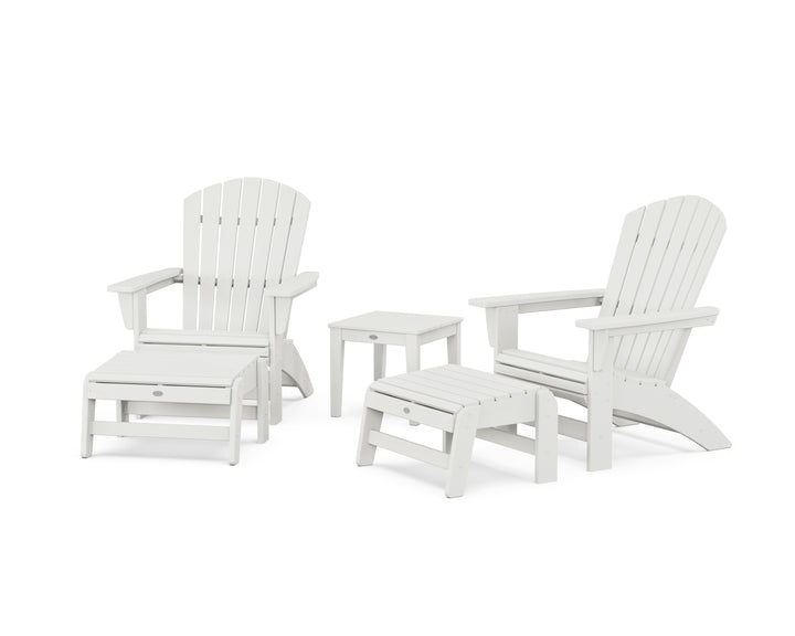POLYWOOD® 5-Piece Nautical Grand Adirondack Set with Ottomans and Side Table