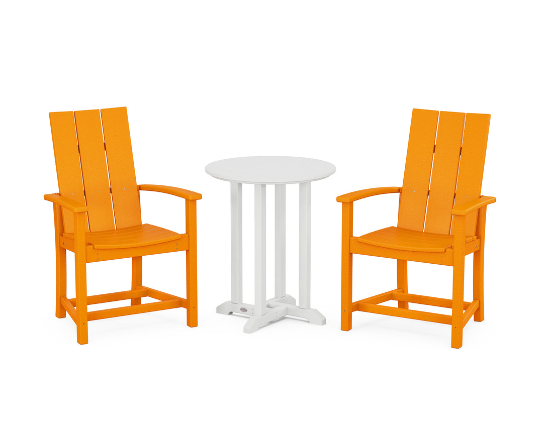 POLYWOOD® Modern Adirondack 3-Piece Round Farmhouse Bistro Dining Set