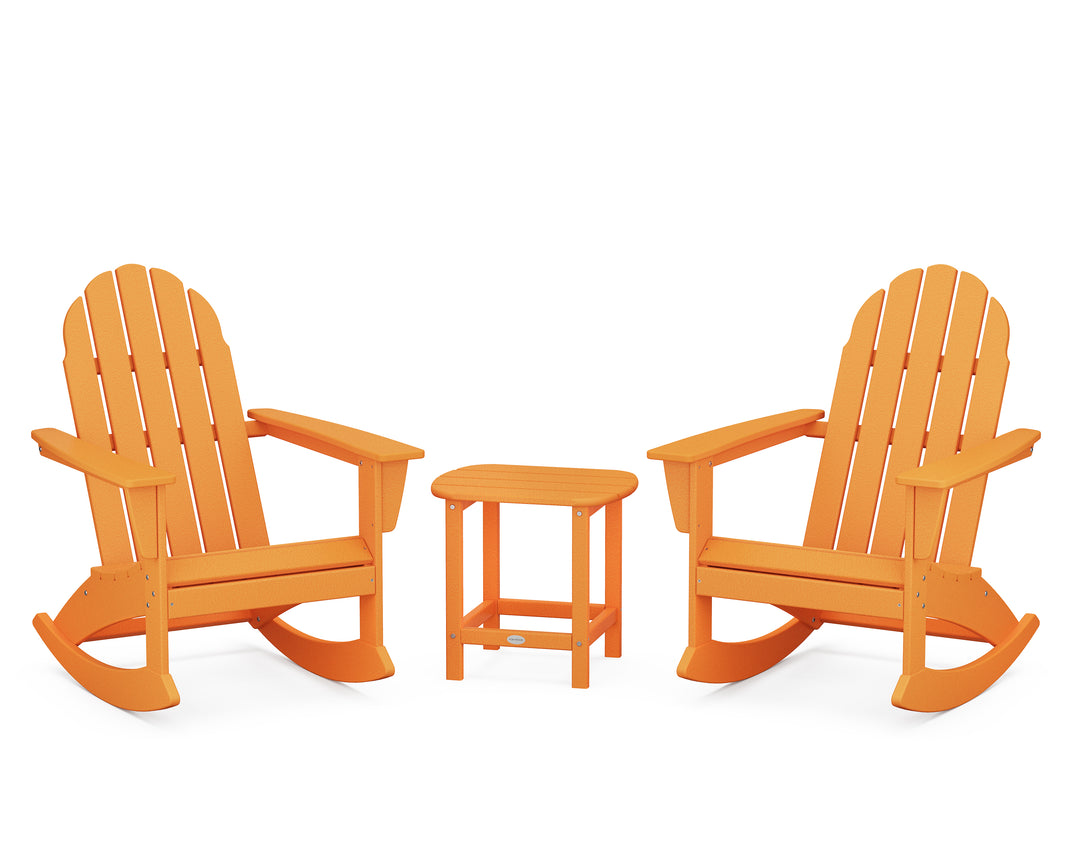 POLYWOOD® Vineyard 3-Piece Adirondack Rocking Chair Set with South Beach 18" Side Table