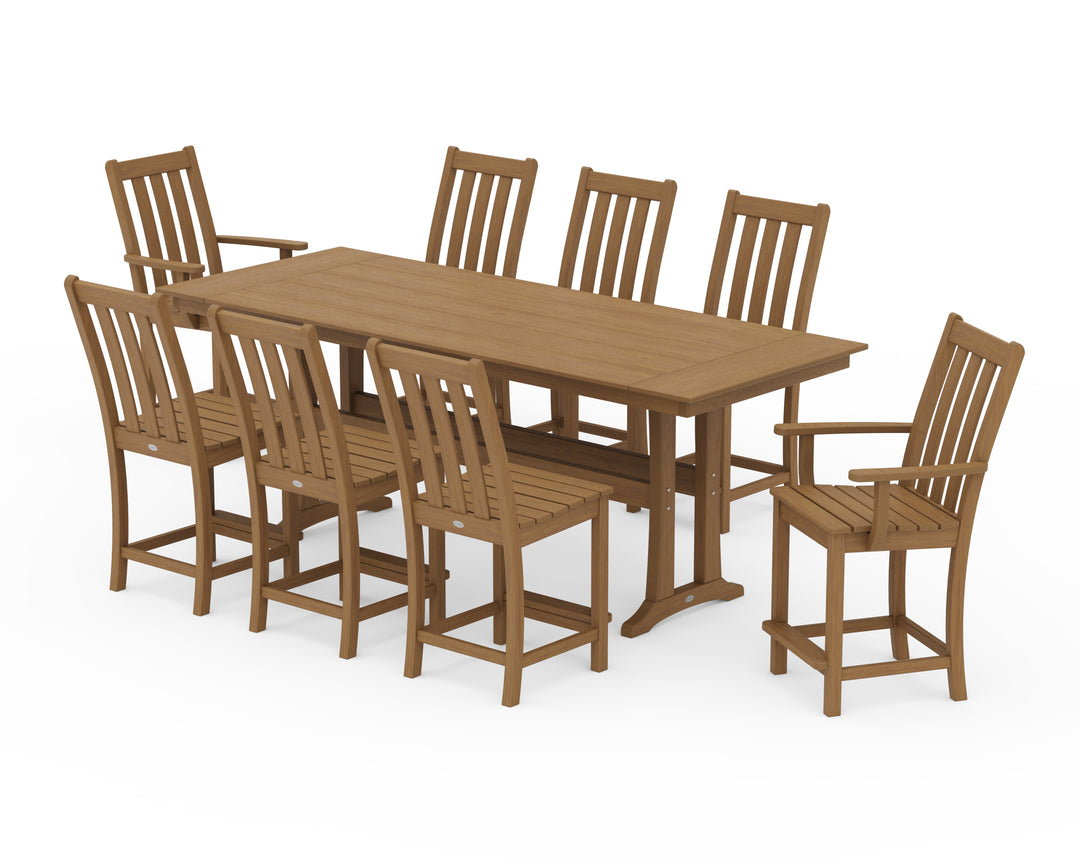 POLYWOOD® Vineyard 9-Piece Farmhouse Counter Set with Trestle Legs