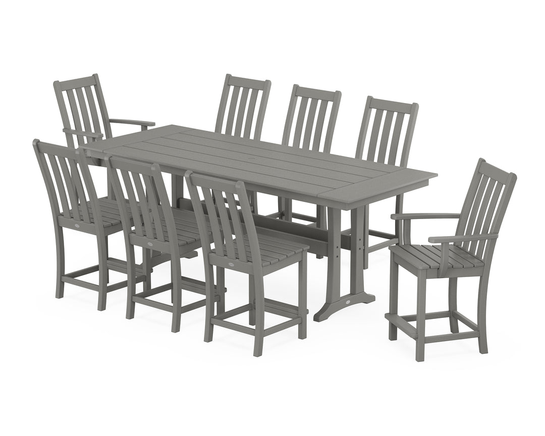 POLYWOOD® Vineyard 9-Piece Farmhouse Counter Set with Trestle Legs