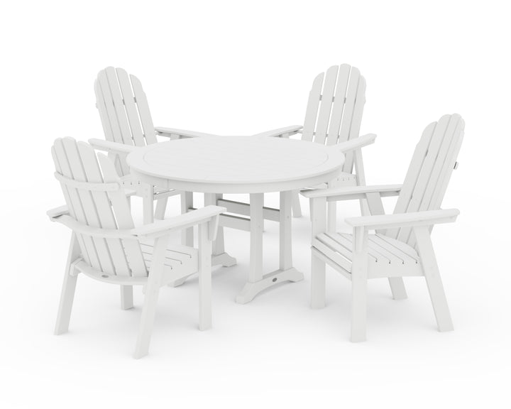 POLYWOOD® Vineyard Curveback Adirondack 5-Piece Nautical Trestle Dining Set