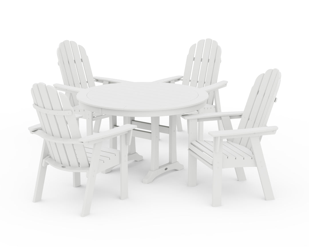 POLYWOOD® Vineyard Curveback Adirondack 5-Piece Nautical Trestle Dining Set