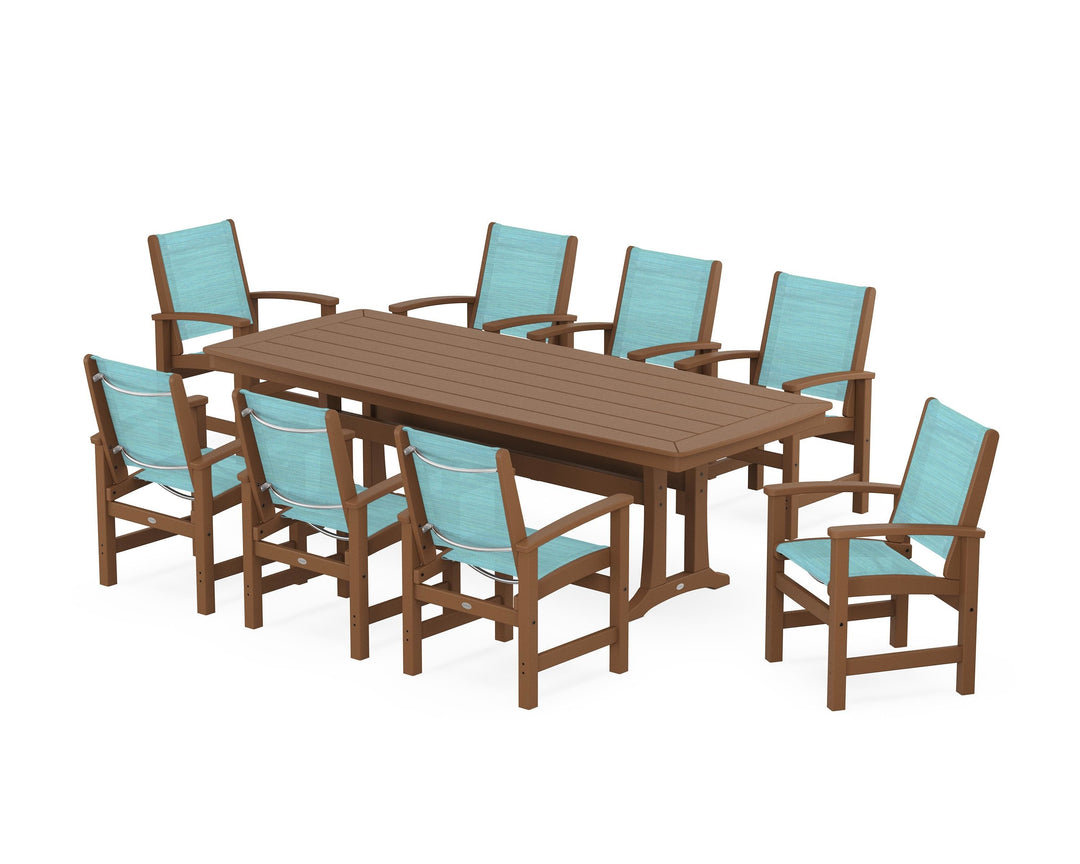 POLYWOOD® Coastal 9-Piece Dining Set with Trestle Legs