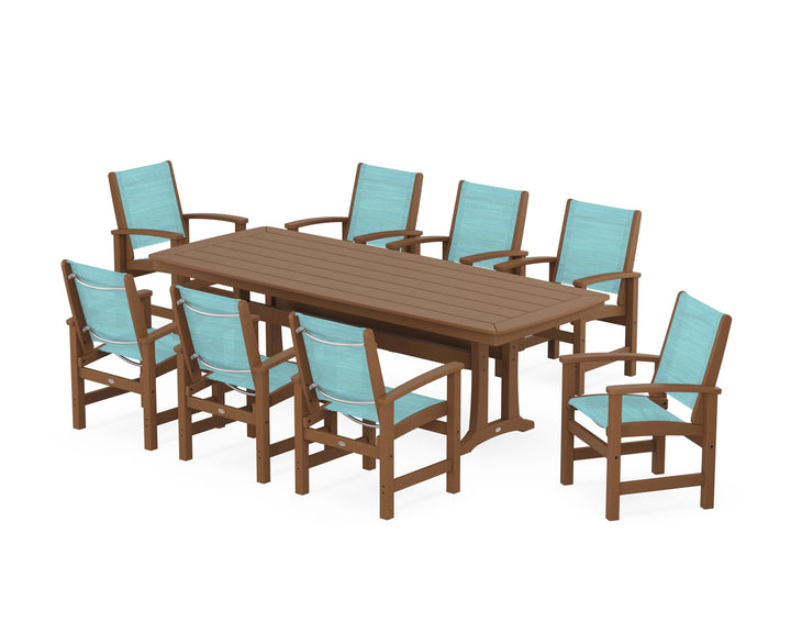 POLYWOOD® Coastal 9-Piece Dining Set with Trestle Legs
