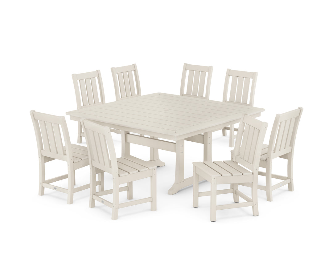 POLYWOOD® Oxford Side Chair 9-Piece Square Dining Set with Trestle Legs