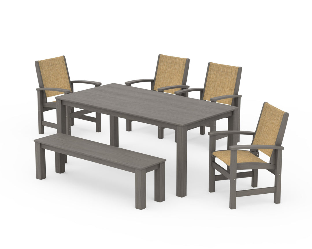 POLYWOOD® Coastal 6-Piece Parsons Dining Set with Bench
