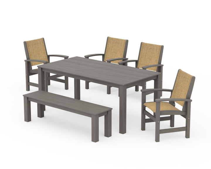 POLYWOOD® Coastal 6-Piece Parsons Dining Set with Bench