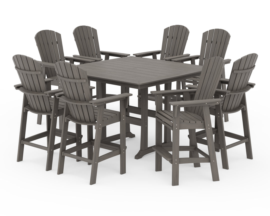 POLYWOOD® Nautical Curveback Adirondack 9-Piece Trestle Bar Set