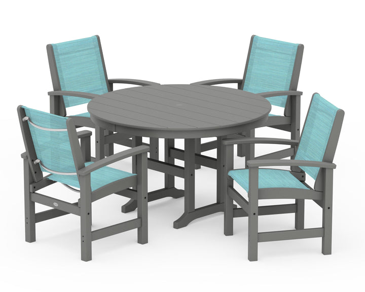 POLYWOOD® Coastal 5-Piece Round Farmhouse Dining Set