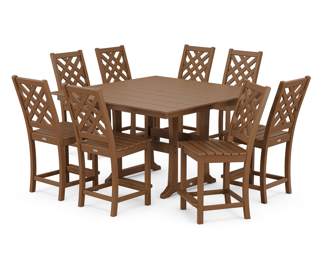 Country Living Wovendale Side Chair 9-Piece Square Farmhouse Counter Set with Trestle Legs