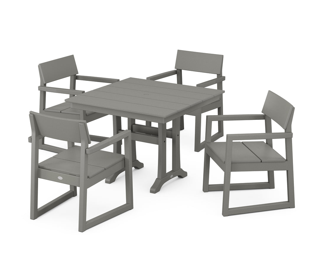 POLYWOOD® EDGE 5-Piece Farmhouse Dining Set With Trestle Legs