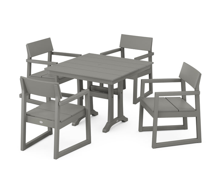 POLYWOOD® EDGE 5-Piece Farmhouse Dining Set With Trestle Legs