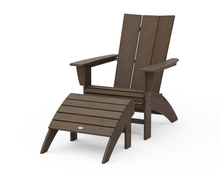 POLYWOOD® Modern Curveback Adirondack Chair 2-Piece Set with Ottoman