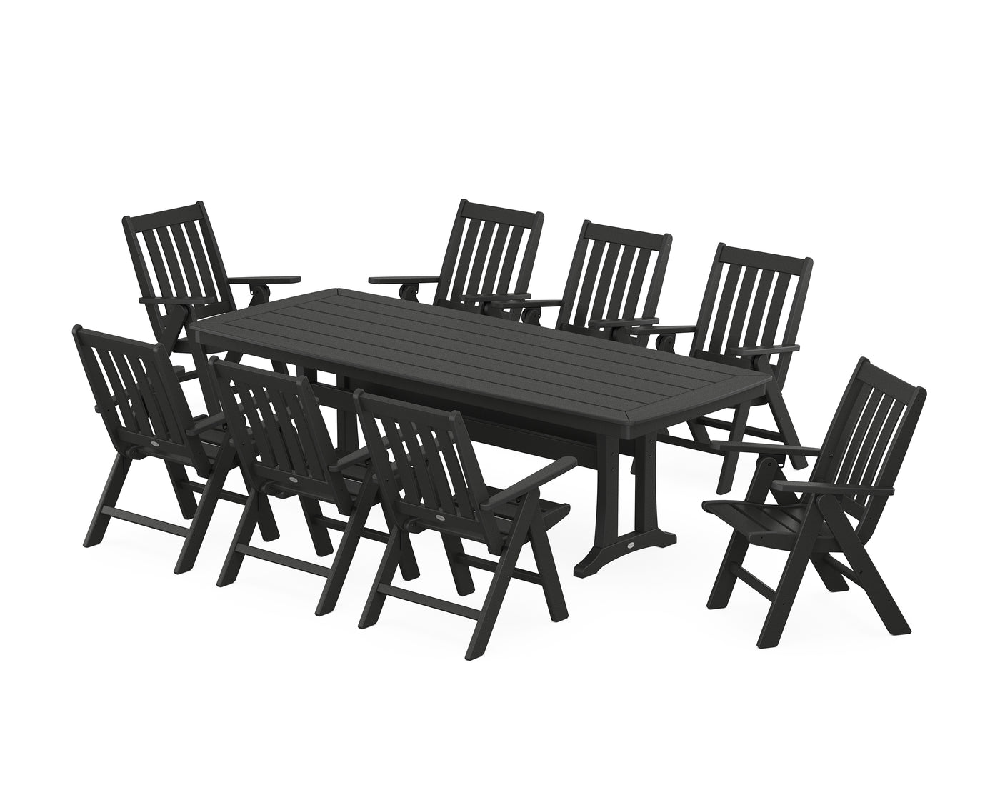 Vineyard Folding 9-Piece Dining Set with Trestle Legs