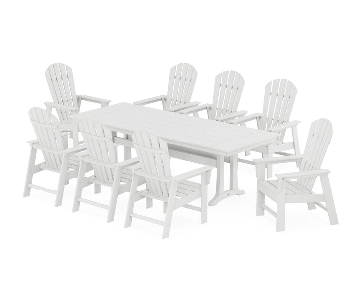 POLYWOOD® South Beach 9-Piece Farmhouse Dining Set with Trestle Legs