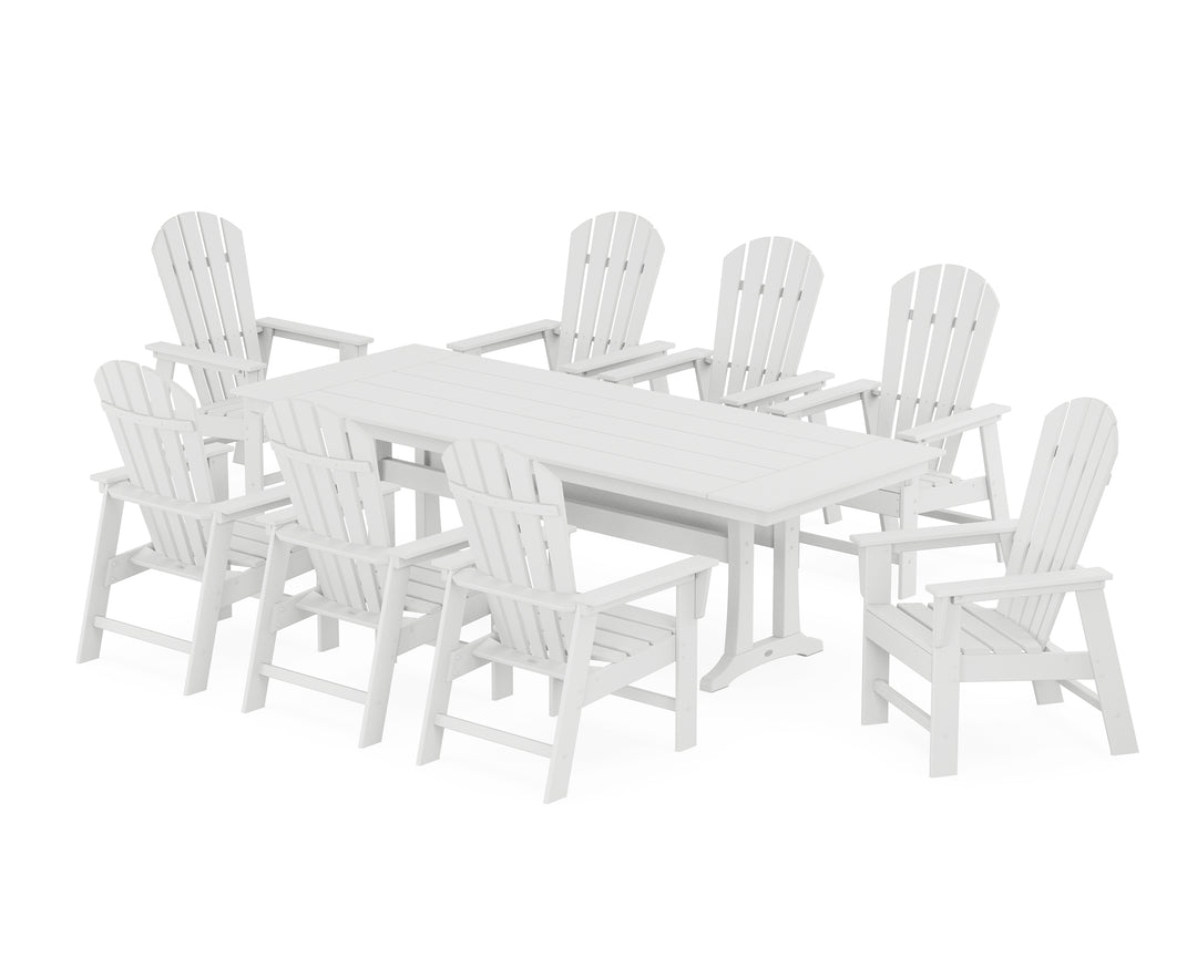 POLYWOOD® South Beach 9-Piece Farmhouse Dining Set with Trestle Legs