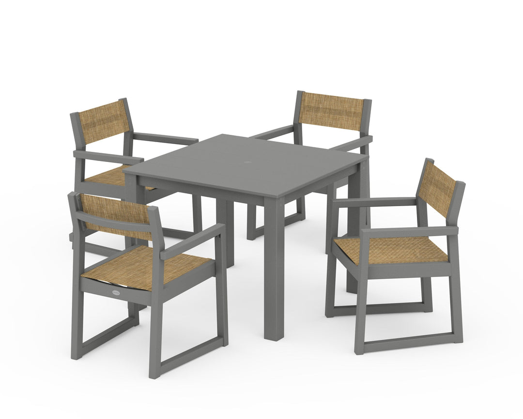 POLYWOOD® EDGE Sling Arm Chair 5-Piece Parsons Dining Set