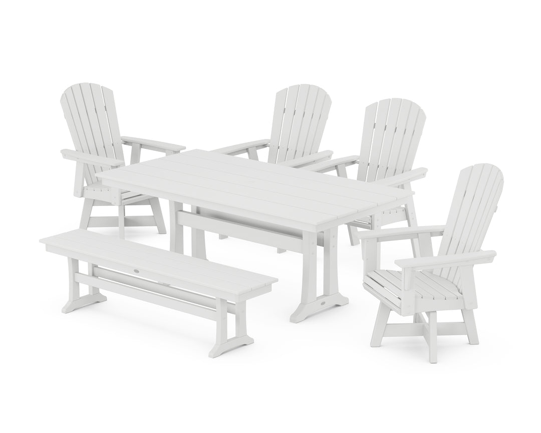 POLYWOOD® Nautical Adirondack Swivel 6-Piece Farmhouse Dining Set With Trestle Legs