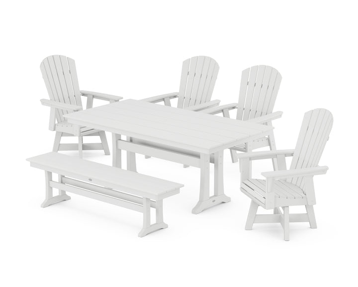 POLYWOOD® Nautical Adirondack Swivel 6-Piece Farmhouse Dining Set With Trestle Legs