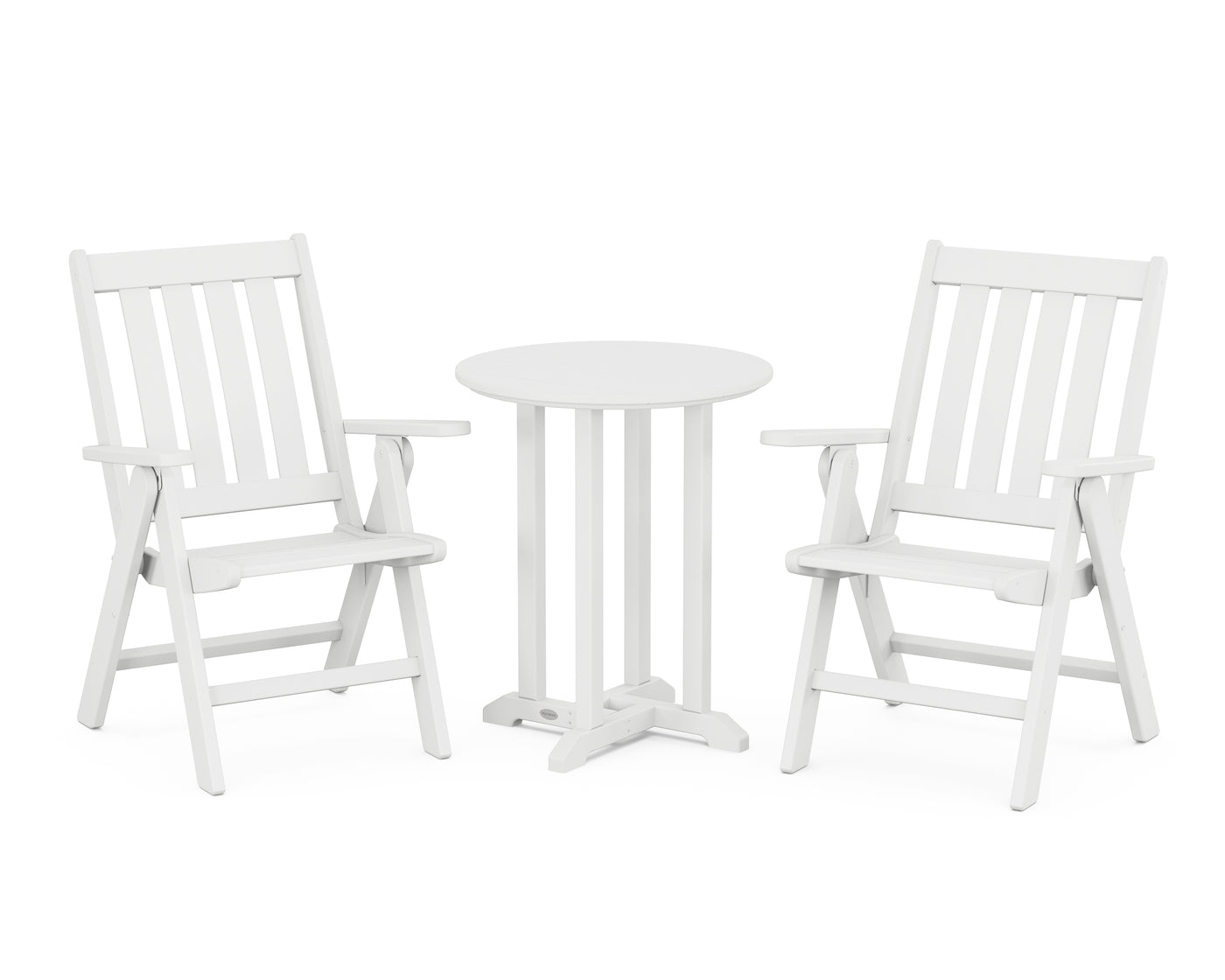 Vineyard Folding Chair 3-Piece Round Bistro Dining Set