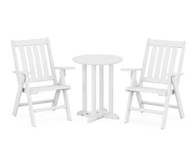 Vineyard Folding Chair 3-Piece Round Bistro Dining Set