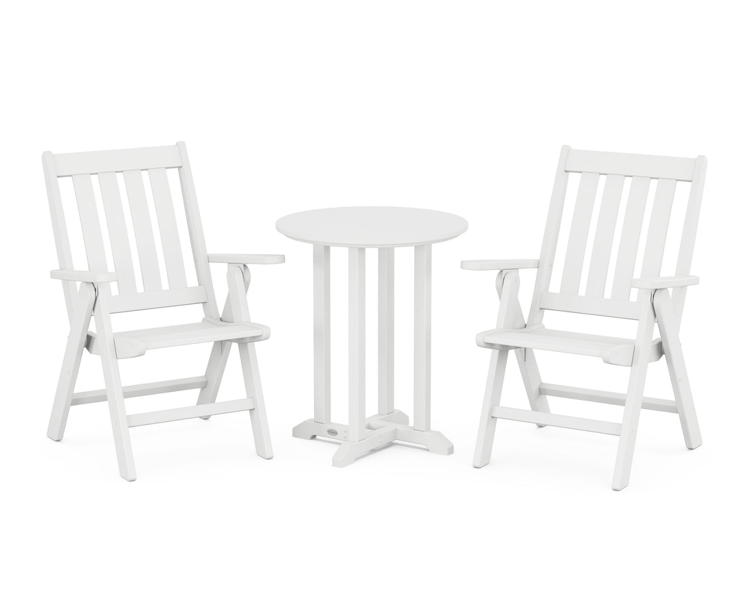 POLYWOOD® Vineyard Folding Chair 3-Piece Round Bistro Dining Set