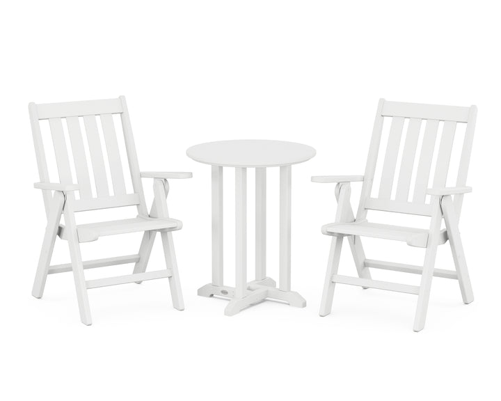 POLYWOOD® Vineyard Folding Chair 3-Piece Round Bistro Dining Set