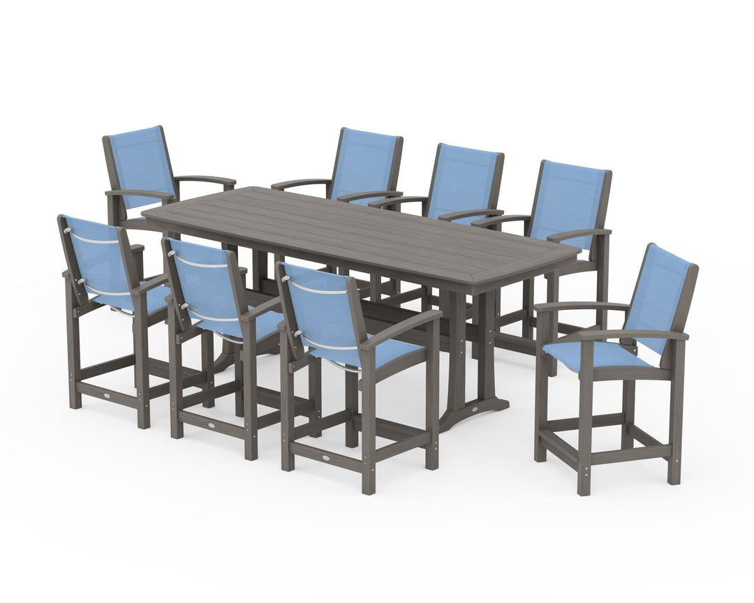 POLYWOOD® Coastal 9-Piece Counter Set with Trestle Legs