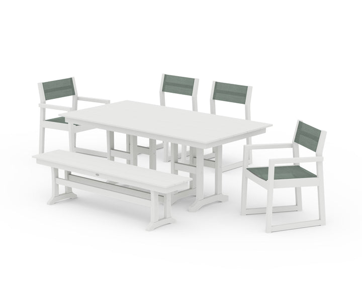 POLYWOOD® EDGE Sling 6-Piece Farmhouse Dining Set