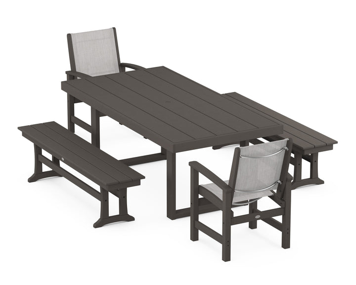 POLYWOOD® Coastal 5-Piece Dining Set with Trestle Legs