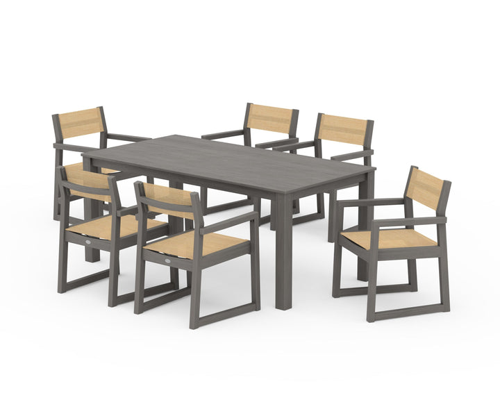 POLYWOOD® EDGE Sling Arm Chair 7-Piece Parsons Dining Set