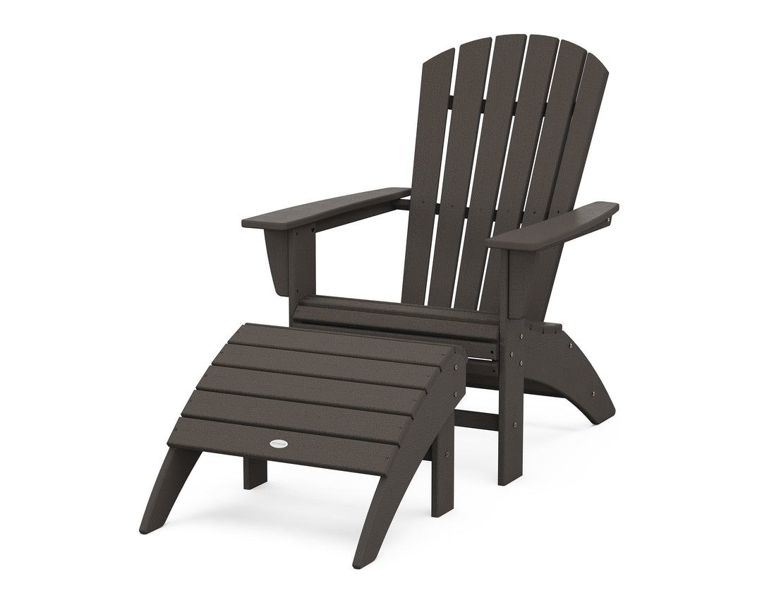 POLYWOOD® Nautical Curveback Adirondack Chair 2-Piece Set with Ottoman