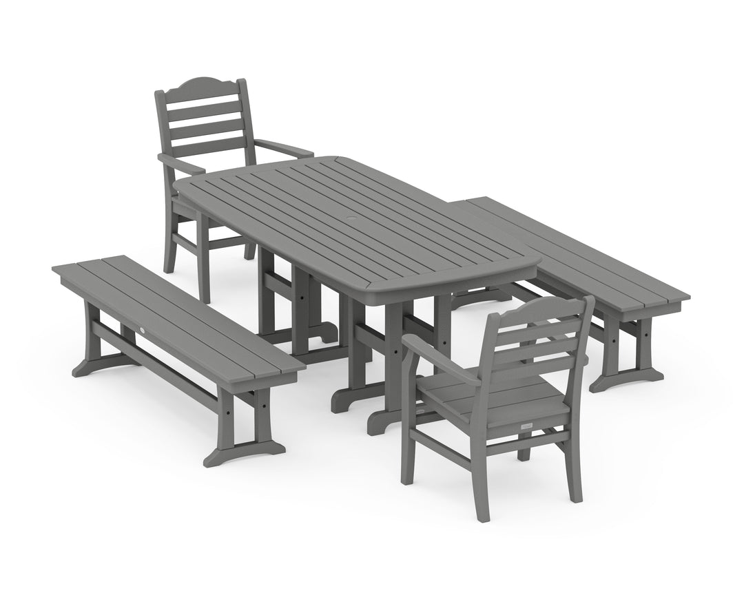 POLYWOOD® Savannah 5-Piece Dining Set with Benches