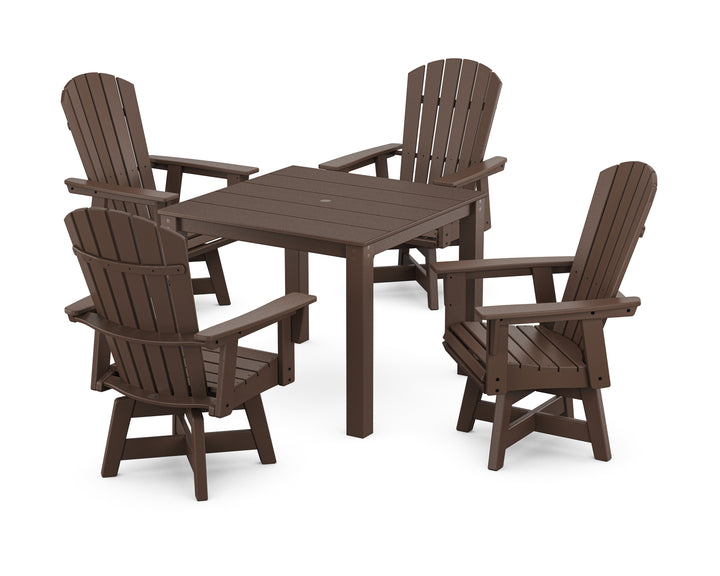 POLYWOOD® Nautical Curveback Adirondack Swivel 5-Piece Parsons Dining Set