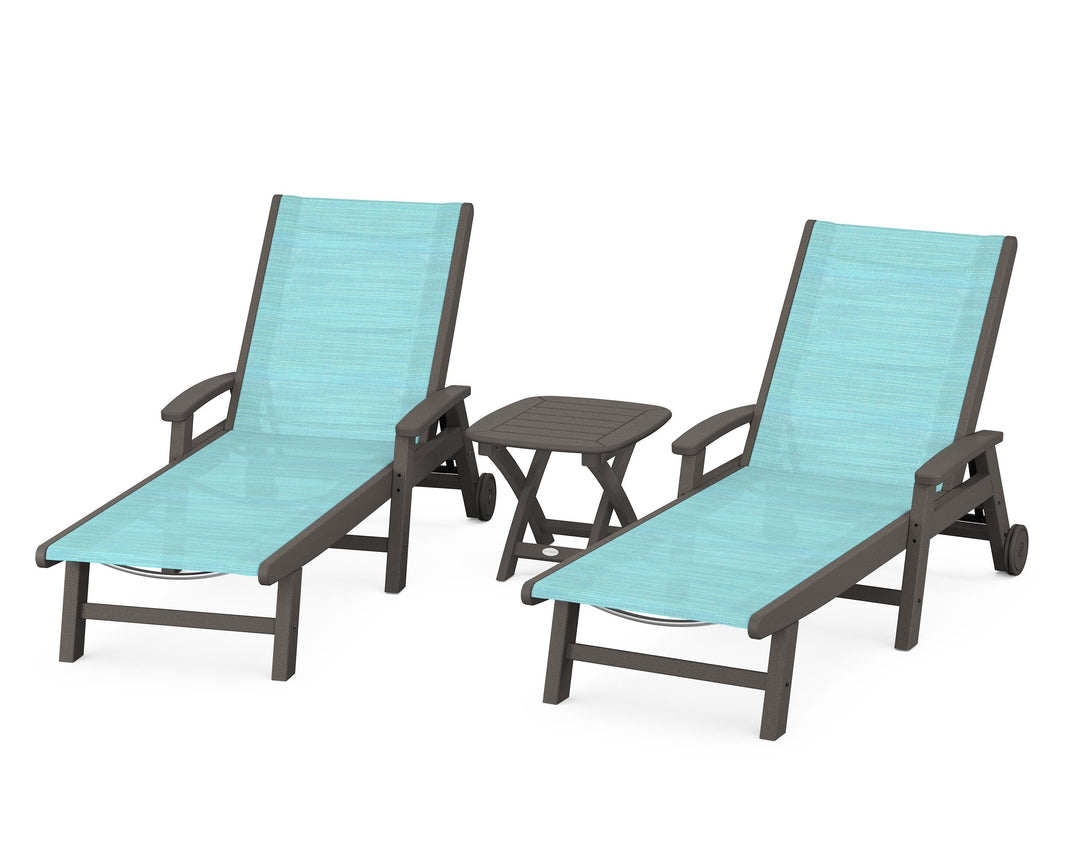 POLYWOOD® Coastal 3-Piece Wheeled Chaise Set