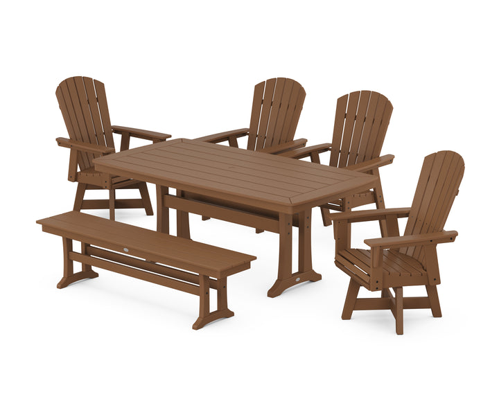 POLYWOOD® Nautical Adirondack Swivel 6-Piece Dining Set with Trestle Legs