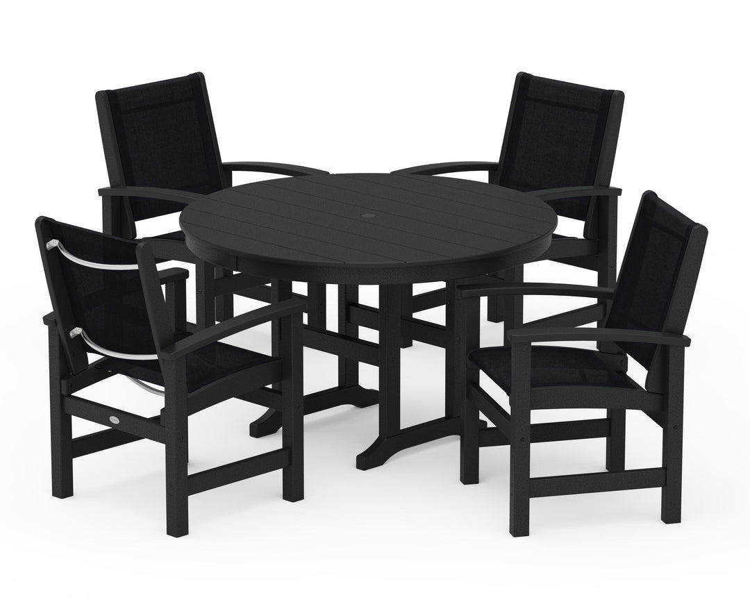 POLYWOOD® Coastal 5-Piece Round Farmhouse Dining Set