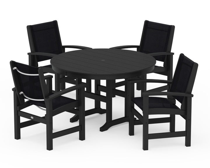 POLYWOOD® Coastal 5-Piece Round Farmhouse Dining Set
