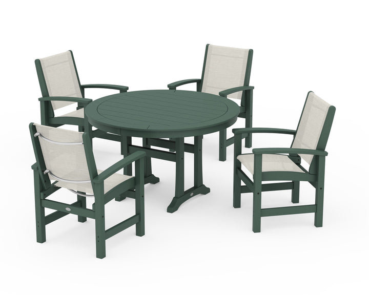 POLYWOOD® Coastal 5-Piece Round Dining Set with Trestle Legs
