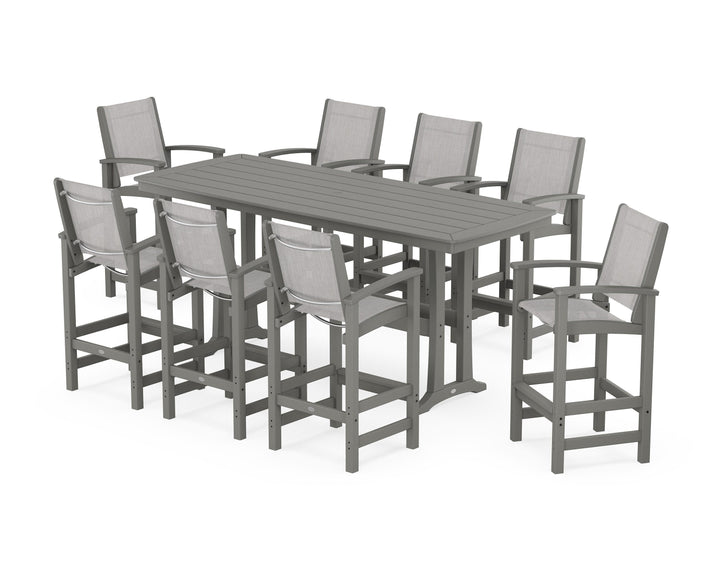 POLYWOOD® Coastal 9-Piece Bar Set with Trestle Legs