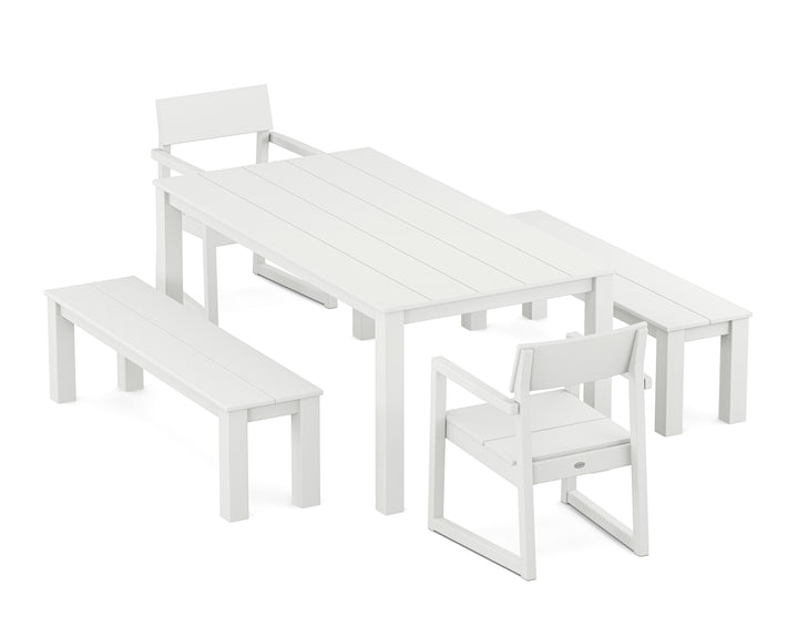 POLYWOOD® EDGE 5-Piece Parsons Dining Set with Benches