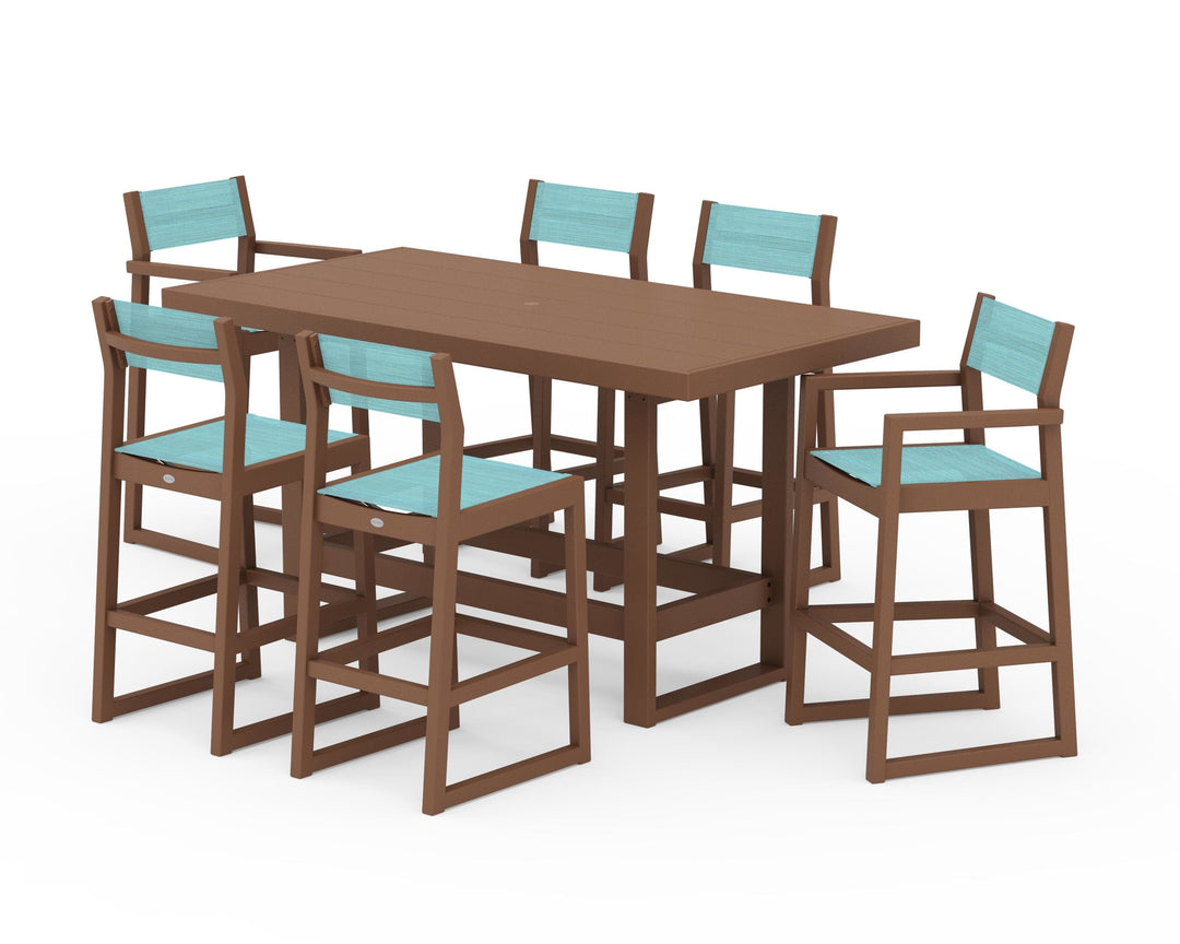 POLYWOOD® EDGE Sling 7-Piece Bar Table Set