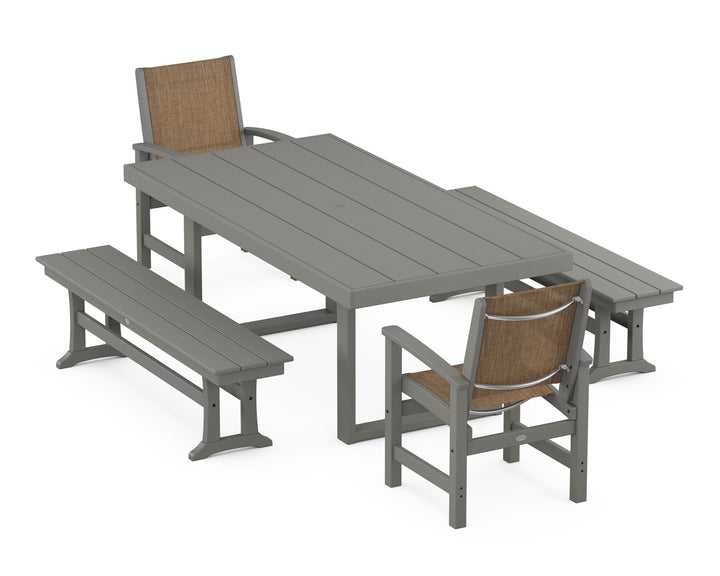 POLYWOOD® Coastal 5-Piece Dining Set with Trestle Legs