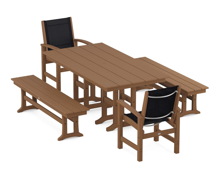 POLYWOOD® Coastal 5-Piece Farmhouse Dining Set