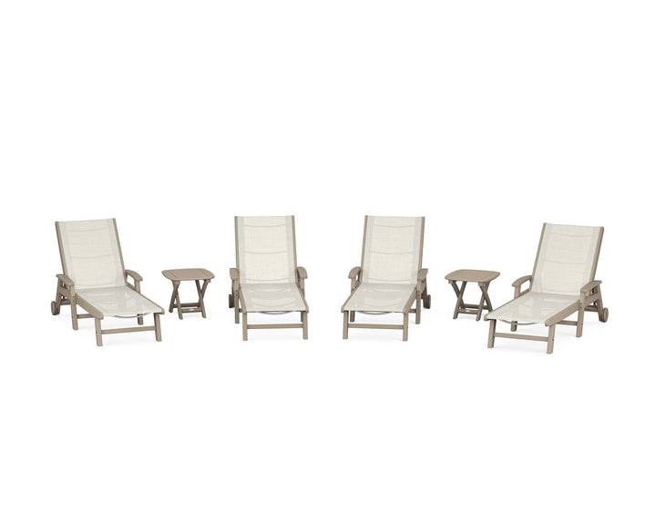 POLYWOOD® Coastal Chaise 6-Piece Set with Wheels
