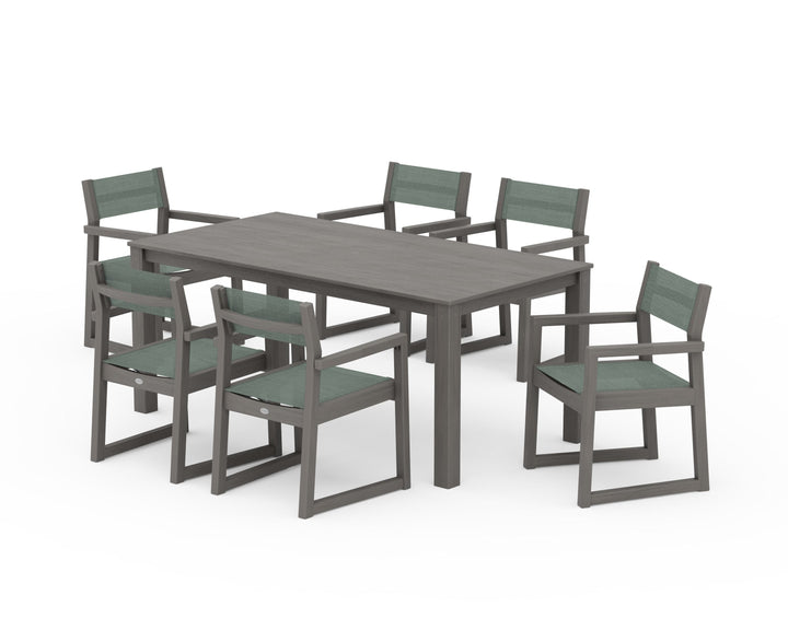 POLYWOOD® EDGE Sling Arm Chair 7-Piece Parsons Dining Set